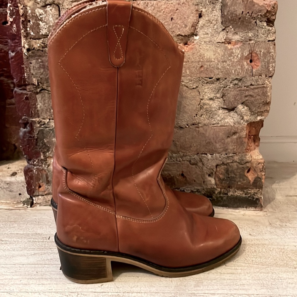 Vintage LLBean Leather and Shearling Cowboy Boots size 9 Womens